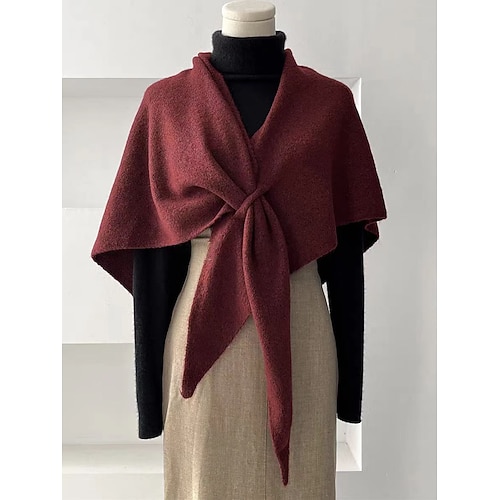 Strickschal aus Wollmischung, dreieckig, kuschelig, warm, einfarbig, ideal für den Winter, zum Halswärmen, für Outdoor-Aktivitäten, Reisen, Büro, als Schulterbedeckung und bequeme Schicht. Image
