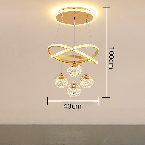 Kronleuchter, schlichte Pendelleuchte, schwarze LED-Pendelleuchte, kompatibel mit Wohnzimmer, Esszimmer, Küche, Hängeleuchte, goldene Innenbeleuchtung Image