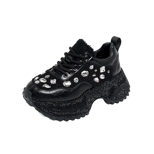 Strassbesetzte, klobige Plateau-Sneaker für Damen – funkelnde Partyschuhe mit Glitzersohle Image