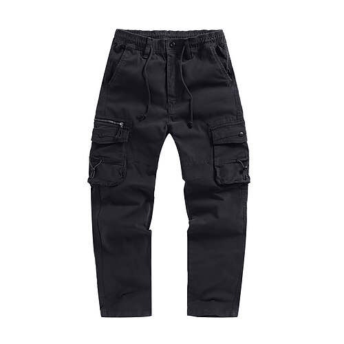 Herren Cargo-Hosen Hose Mehrere Taschen Einfach Winddicht tragbar Volle Länge Outdoor Täglich Campen und Wandern Streetwear Stilvoll Armeegrün Schwarz Image