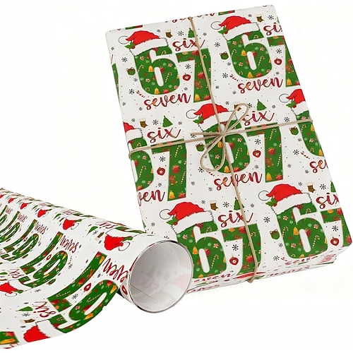 5 Blatt Weihnachtsgeschenkpapier mit 67 Meme-Motiven – Verpacken Sie Ihre Geschenke in viralem, weihnachtlichem, lustigem Geschenkpapier für Freunde und Kollegen. Image