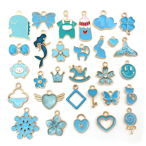 Weihnachtsgeschenk für Mütter: Emaille-Charm-Set – verschiedene goldfarbene Anhänger zum Schmuckbasteln (Armbänder, Halsketten, Ohrringe) Kunsthandwerk Image