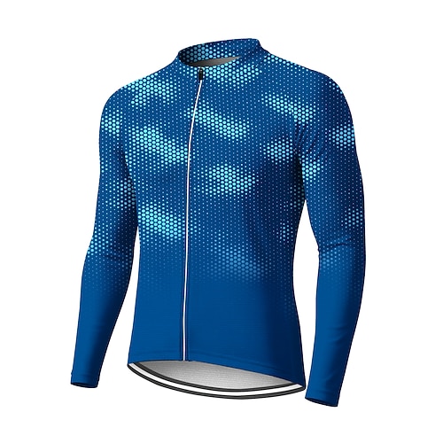 Herren Radtrikot Downhill-Trikot Geometrisch Abstrakt Kontrastfarbe Langarm Fahhrad T-Shirt Trikot Kompressionskleidung mit 3 Gesäßtaschen Mountainbike MTB Straßenradsport UV-Sonnenschutz Image