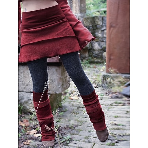 Damen Hose Enge Hosen Leggings Freizeithose Urlaub Vintage Ethno-Stil Volle Länge Mittlere Taille Geschichtet Komfort Weich Atmungsaktiv Dehnbar Outdoor Reise Ferien Weinrot Orange Grün Frühling Image