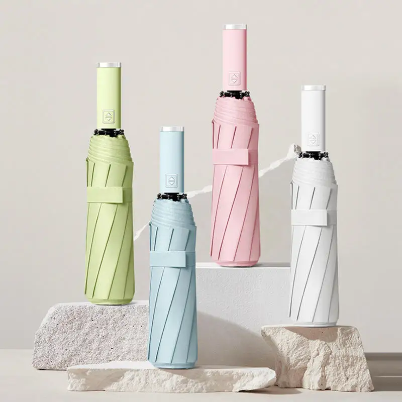 Tragbarer Reise-Regenschirm, kompakt, 10 Knochen, faltbar, Sonnenschutz und Regenschutz, automatische Regenschirme für Erwachsene Image