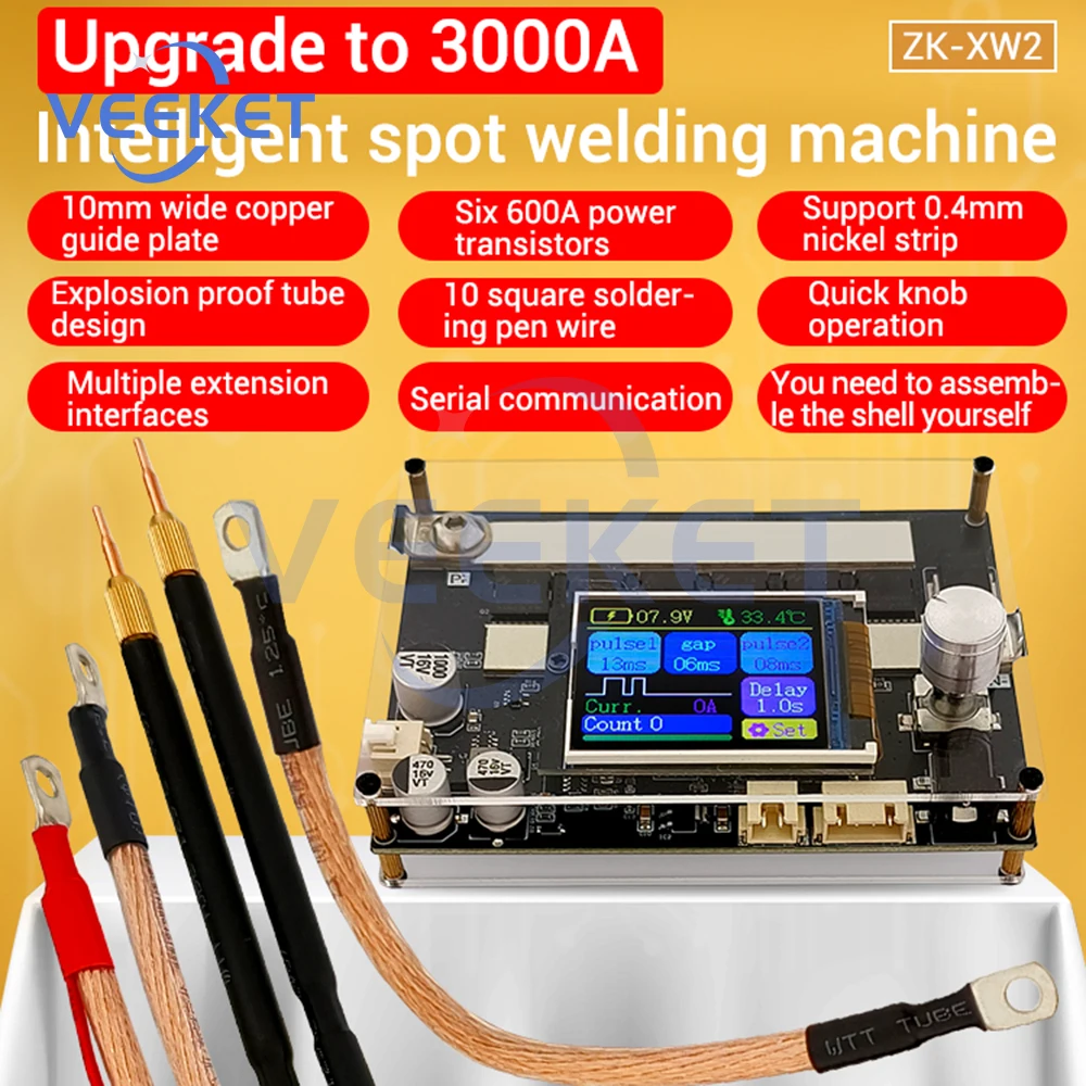 ZK-XW2 DC 3,6-15 V 3000A Tragbare Spot Schweißer DIY Kit Für 18650 Batterie Dual Pulse Schweißen Maschine Werkzeuge Bluetooth APP Steuerung Image