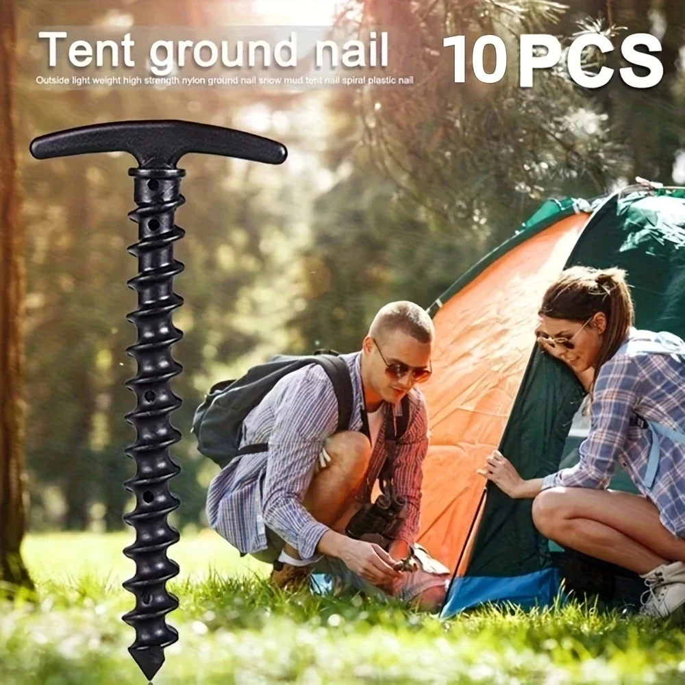 10er-Pack Campingzeltpfähle, Strandnägel mit gezahnten Fäden – langlebig, leicht und einfach zu verwenden für Camping und Outdoor Image