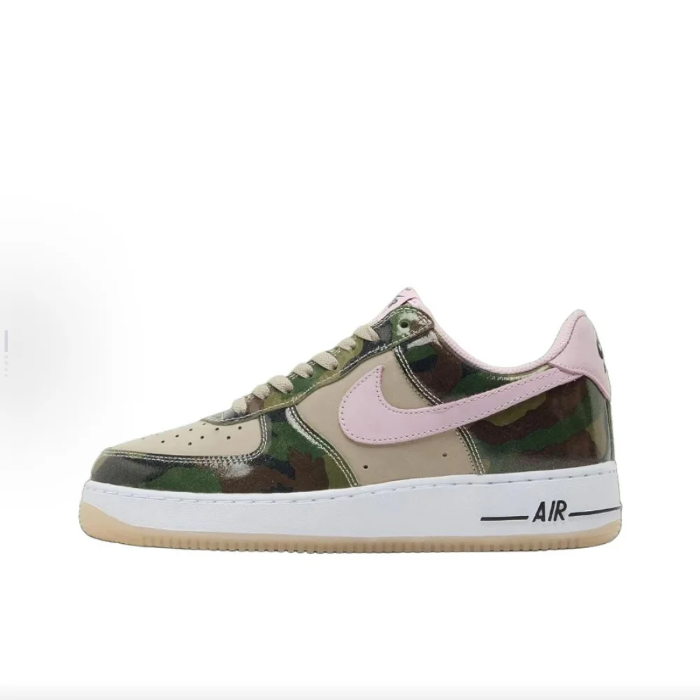 Nike Air Force 1 Patent Camo Classic Comfort Durable Low-Top-Skateschuhe Herren Braun/Grün/Rosa HQ1967200