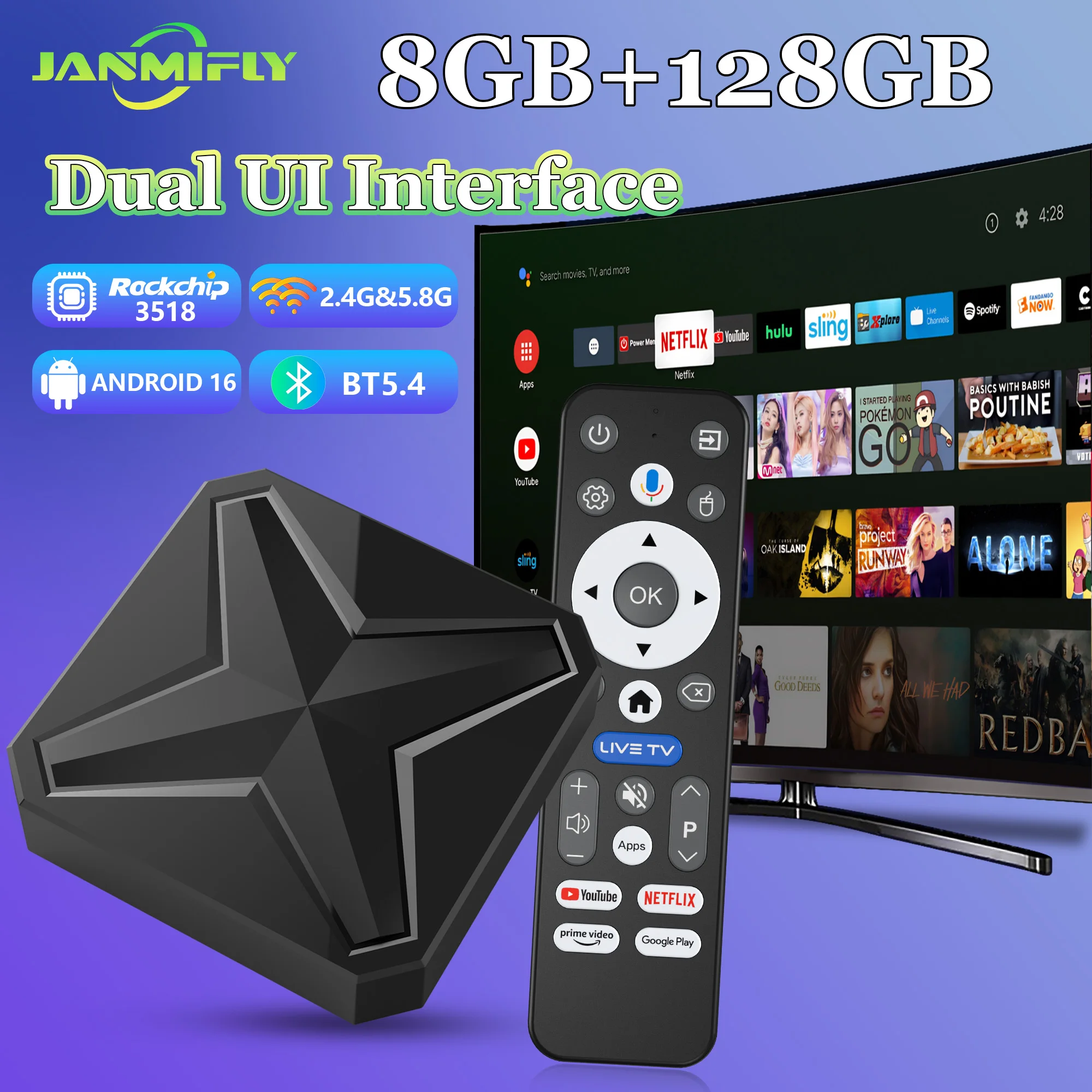 2025 Neue Android 16 Global Version TV Box Q1 MINI+ Dual UI Schnittstelle BT5.4 Dual Wifi 2,4G & 5,8G Sprachfernbedienung Media Player Image