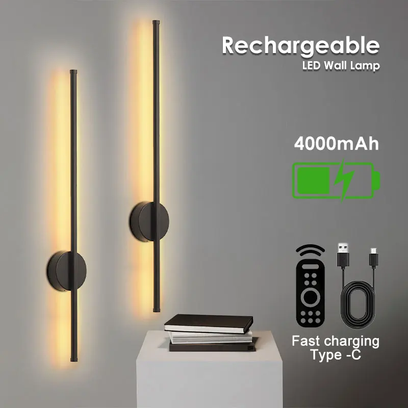 Drahtlose batteriebetriebene LED-Wandleuchten 3CCT USB Typ-C wiederaufladbare Wandleuchte Touch-Schalter dimmbare Wandleuchte mit RC
