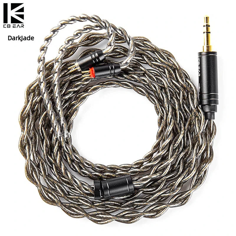 KBEAR DarkJade 4-adriges versilbertes Kupfer + Silberfoliendraht Kopfhörerkabel Hochauflösendes Balance-Kabel 3,5/4,4 mm IEM-Kabel Image