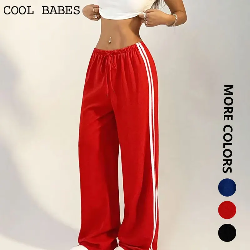 Vielseitige frauen Hosen Sommer Neue Streetwear Grundlegende Gerade Lose Beiläufige Dünne Hosen Dame Solide Einfache Mode Gestreiften Hosen Image