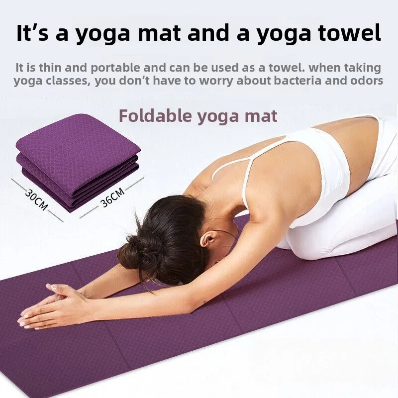 Foldable Yoga Mat Eco Friendly Tpe Folding Travel Fitness Exercise Double Sided Non-Slip For Pilates & Floor Workouts