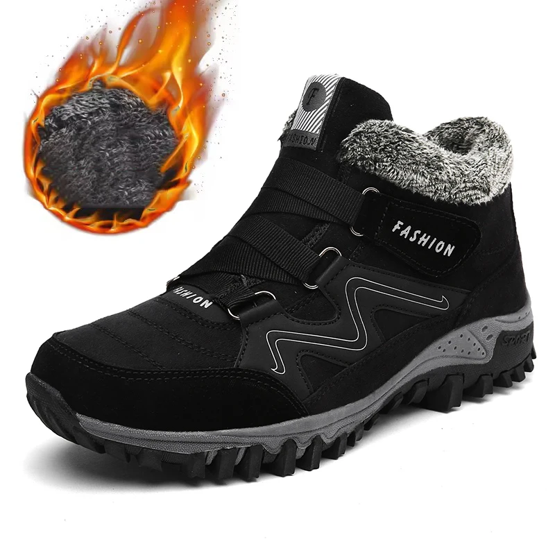 Männer Stiefel Mann Warm Halten Mit Fell Outdoor Wandern Schnee Stiefel Turnschuhe Reise Kurze Plüsch Plattform Wanderschuhe Größe 39-45