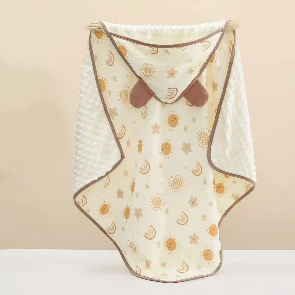 Babydecke mit Hut, niedliche bedruckte Decke für Kleinkinder, weich, bequem, Baby-Geschenk für Neugemutter, Kinderbett, Kinderwagen, Reisen, 33 x 33 Zoll Image