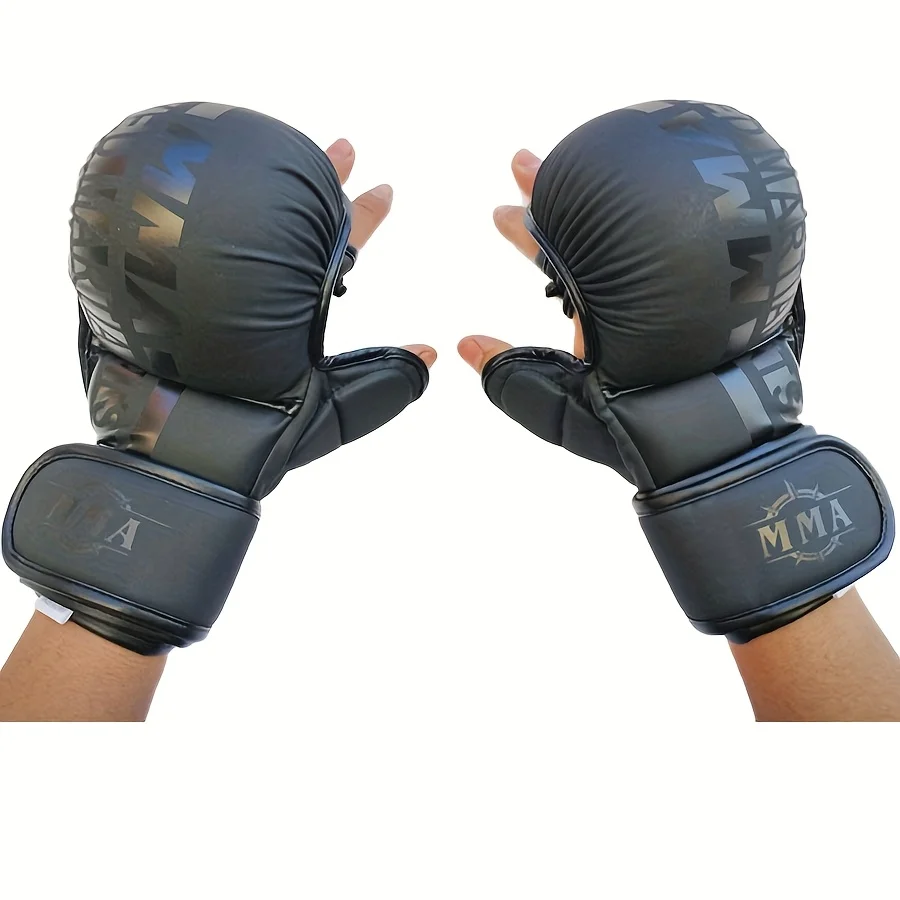 Professionelle MMA-Boxhandschuhe für Männer und Frauen – Halbfinger-dickes, langlebiges Design mit verstellbaren Handgelenkschlaufen für das UFC-Training