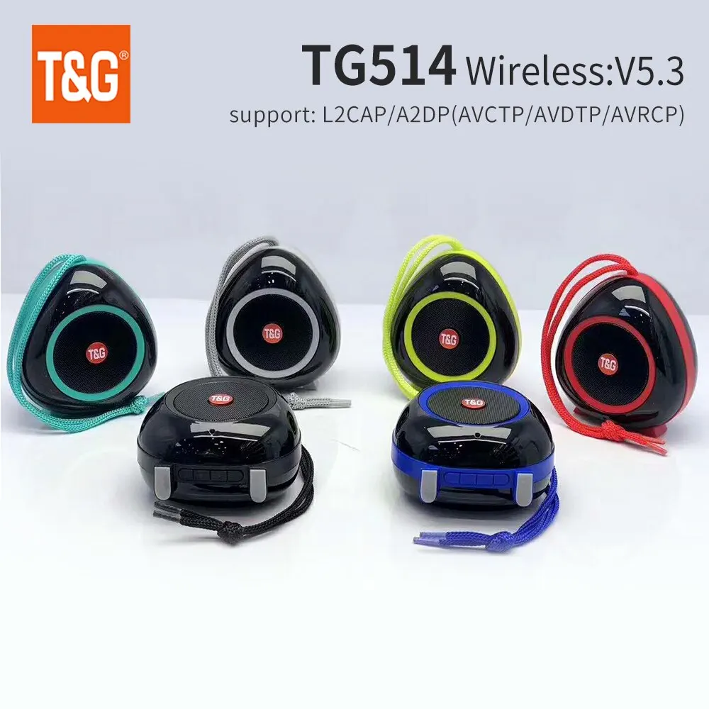 T&G Bluetooth-Lautsprecher TG514, tragbarer Mini-Wireless-Soundbar-Subwoofer, Outdoor-Indoor-Lautsprecher, unterstützt TWS TF-Karte, FM-Radio Image