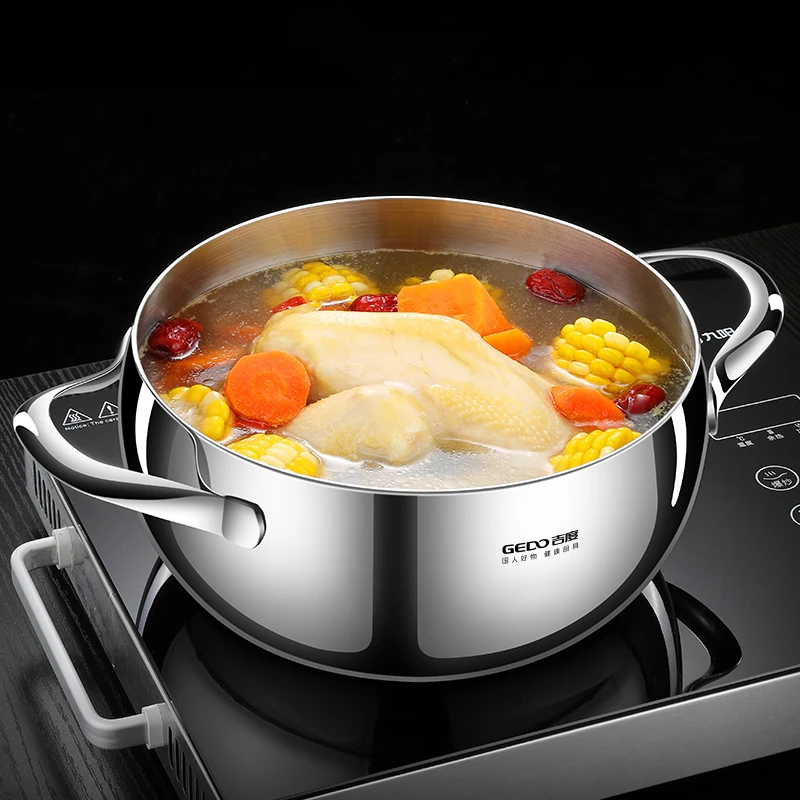 LFGB-Zertifizierung Küchen-Suppentopf aus Edelstahl 304, 3,2 l, ultradicker Schmortopf, Apfelform, interne Zirkulation, Suppentopf Image