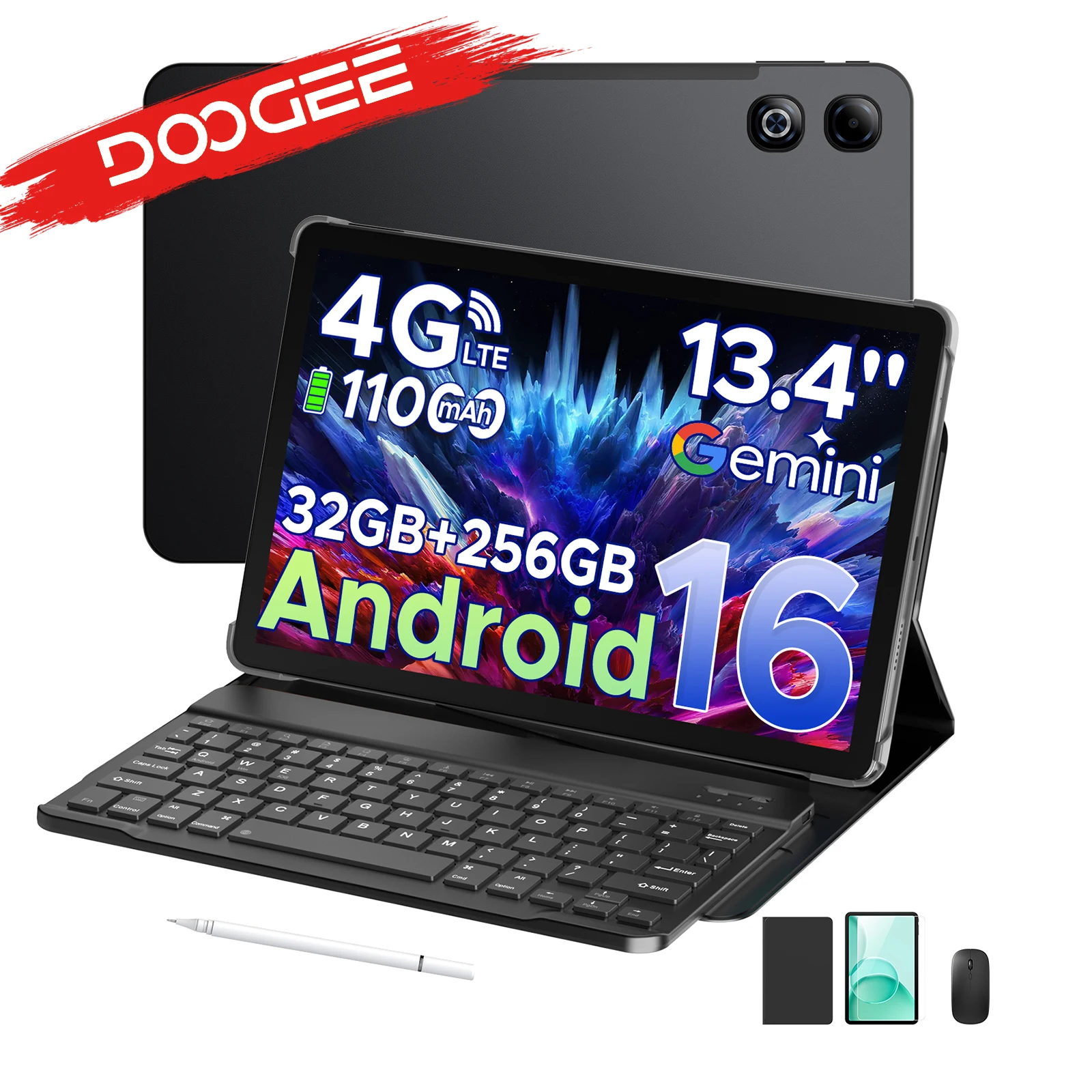 DOOGEE Tab G6 Max 2 in 1 Tablet PC Android 16 Gemini AI Display da 13.4 '' 32GB + 256GGB Batteria da 11000mAh 7.7mm Ultra-sottile Widevine L1