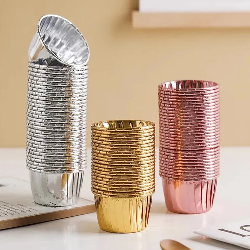 50 Stück Cupcake-Förmchen, gepunktet, solide, fettdichte Muffinförmchen, Backbox, Hochzeit, Party, Kuchenform, Zuhause, Küche, Gebäck, Werkzeug Image