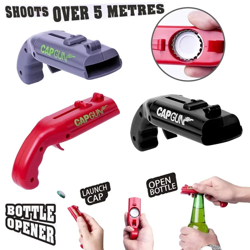 Kreative Bier Flasche Opener Frühling Kappe Katapult Launcher Gun Form Bar Werkzeug Trinken Öffnung Shooter Dosenöffner Küche Gadget Werkzeug Image