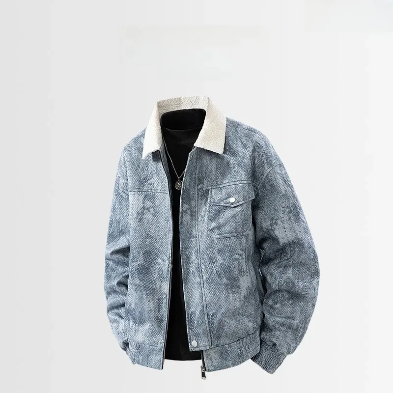 Herren Loose Fit Freizeitjacke Vintage American Reißverschluss Langer winddichter Mantel M-8XL Große Größe Frühling Herbst Mantel