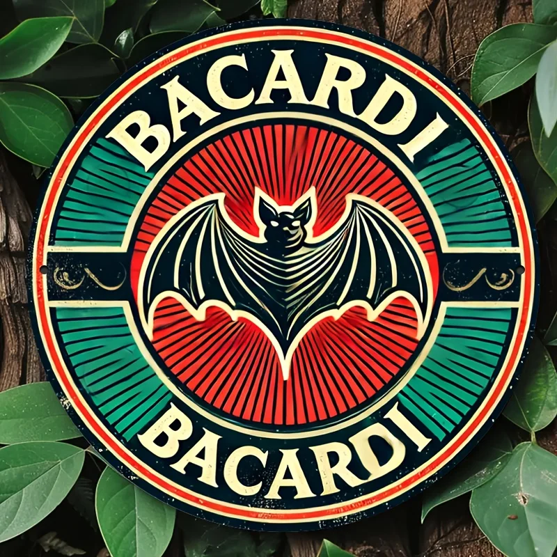 Vintage-Bacardi-inspirierte 20,3 x 20,3 cm große Aluminium-Wandkunst – perfekt für Schlafzimmer, Küche, Esszimmer und Bar-Dekoration | Langlebiges, einfach zu hängendes Design