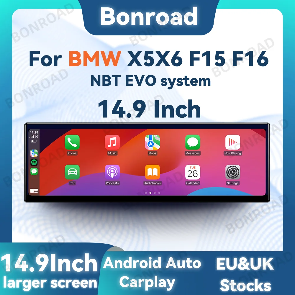 BONROAD 14,9 zoll 2560*720P Display Touchscreen Für BMW X5 X6 F15 F16 Drahtlose Carplay Auto stereo Radio GPS Navigation Player Image