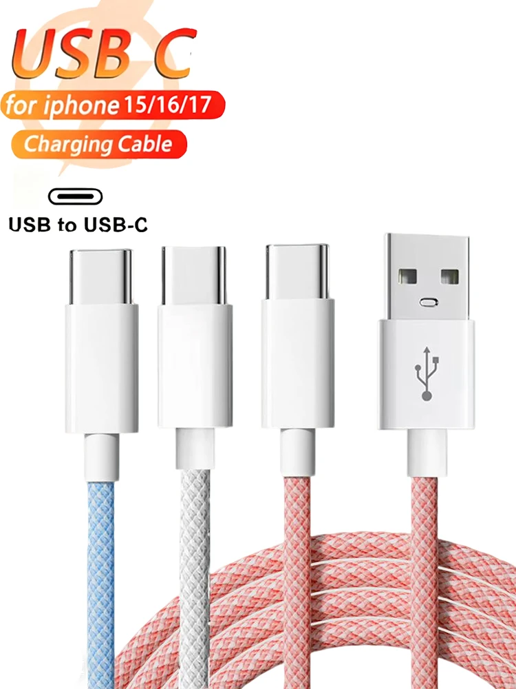 20 W USB A zu Typ C Kabel 3A Für Apple Phone15 16 17 Schnelle Lade Huawei Xiaomi Samsung USB C android Weben Kabel Zubehör Image