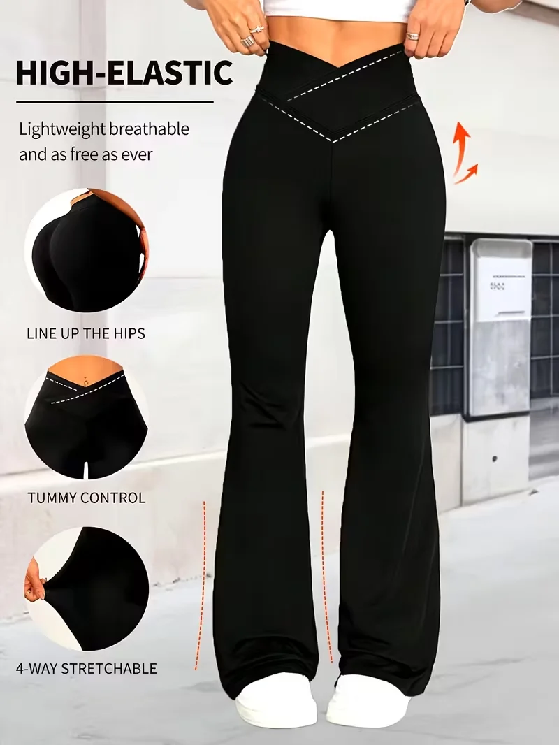 Damen-Leggings mit hoher Taille – dehnbare Yogahose mit Bauchkontrolle, rutschfester Griff, Ganzjahres-Workout-Leggings für das Fitnessstudio, Image
