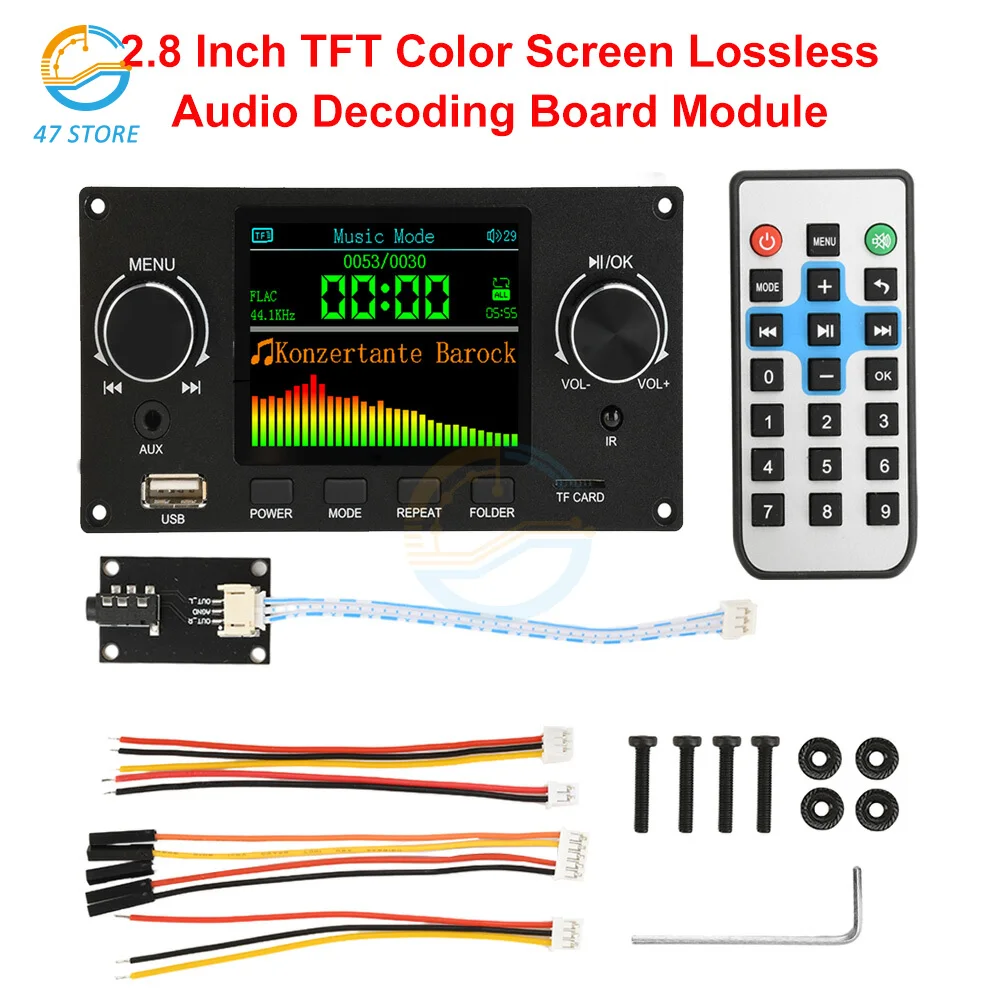 2,8 Zoll MP3 Decoder Board Audio Ausgang Player Verstärker Audio Player DC4,5-5,0 V DIY MP3 Player Auto FM Radio modul Lautsprecher Image