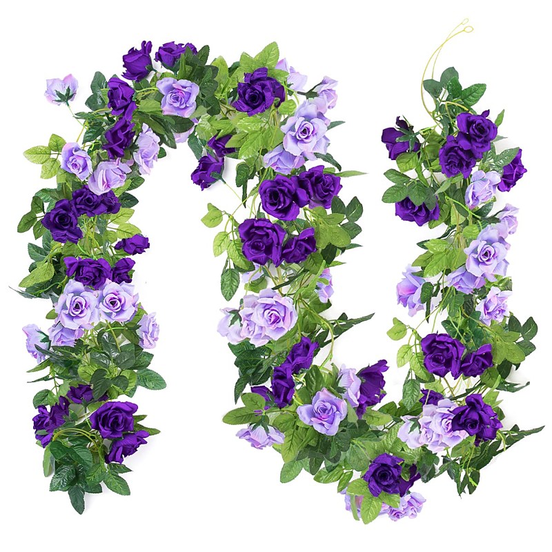 240CM/23.7FT Artificial Rose Flower Garland Fake Vines Silk Floral Hanging Plant for Wedding Arch Decorations Room Party Home Garden Hotel Office Wall Decor