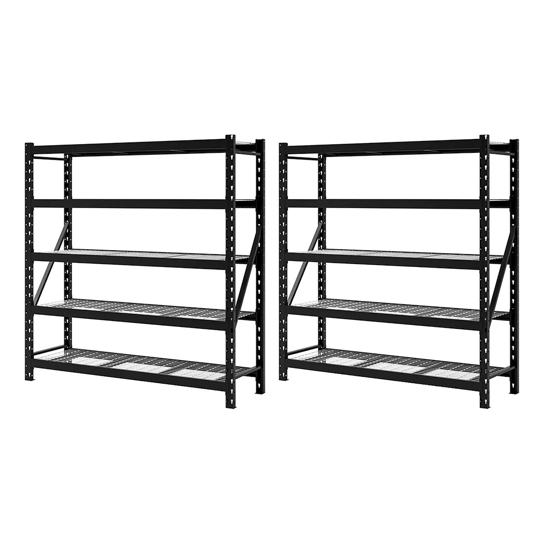 NewAge Garage Cabinets 5-Tier Adjustable Heavy-Duty Steel Garage Shelving Rack in Black - 77 in. x 24 in (Pack of 2)