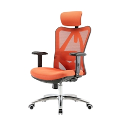PROREGAL Bürostuhl, HxBxT 129x66x69 cm, Sitzhöhe 42cm, ergonomisch, verstellbare Lordosenstütze 150kg belastbar, ohne Fußstütze, Orange Image