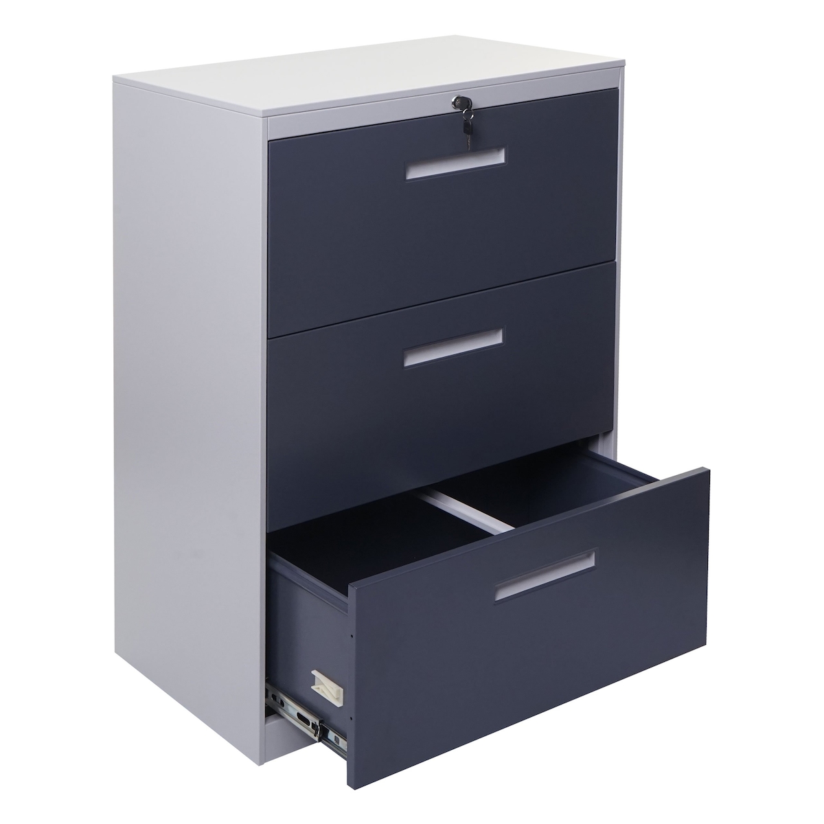 PROREGAL Hängeregisterschrank | HxBxT 103x76x46 cm | A4 abschließbar | Grau-Dunkelgrau | Aktenschrank Büroschrank Stahlschrank Image