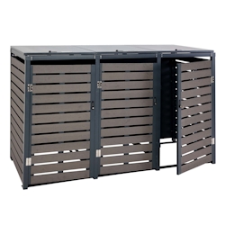 PROREGAL 3er Mülltonnenverkleidung | HxBxT 119x205x84 cm | Anthrazit | Mülltonnenbox Mülltonnenabdeckung WPC Metall 109kg Image