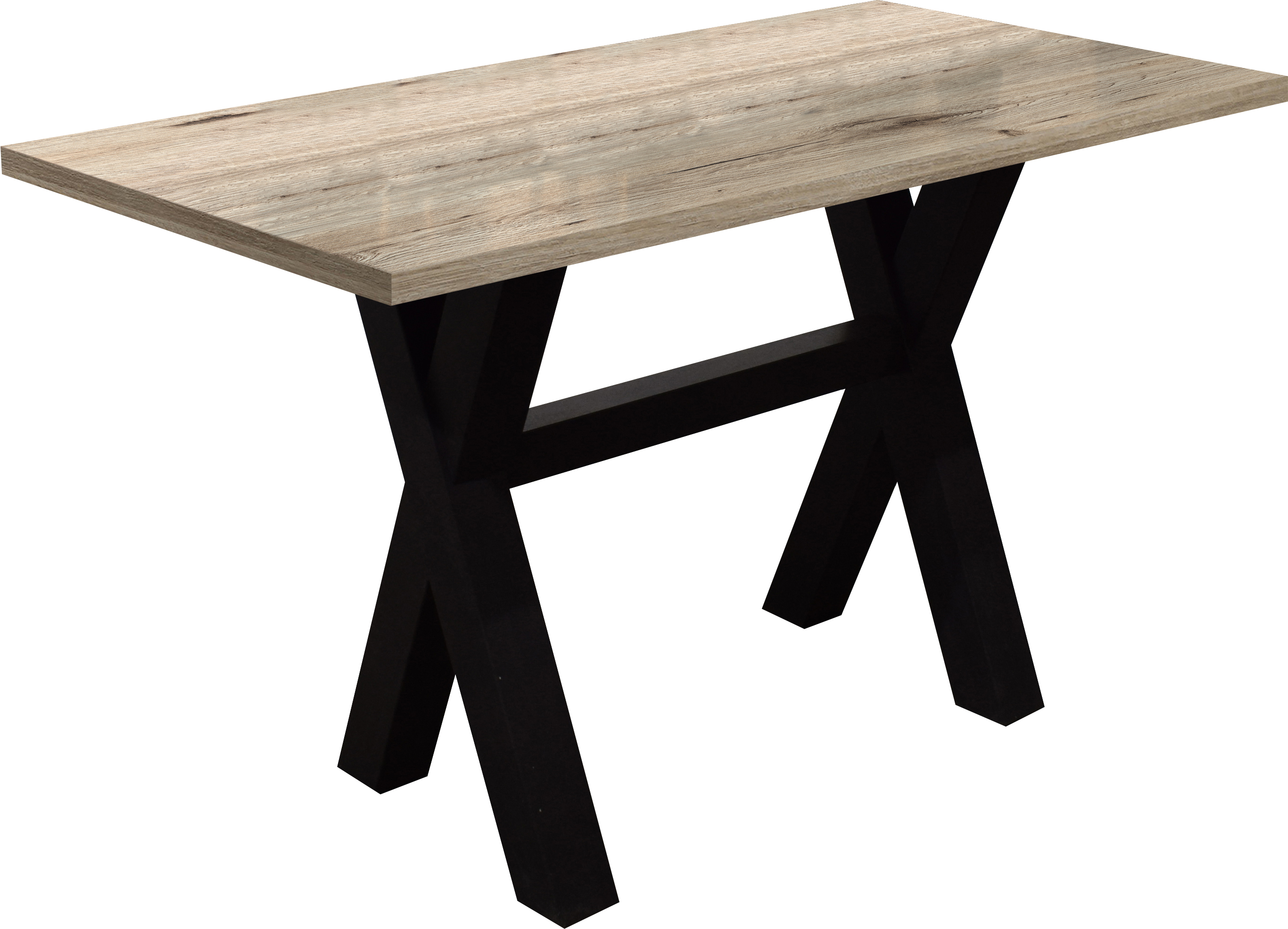 Bartisch MÄUSBACHER, schwarz (schwarzstahl, sandeichefarben, schwarzstahl), B:160cm H:105cm T:70cm, Tische, Bartisch, Gestell in X-Form (Breite 120, 140 oder 160 cm)