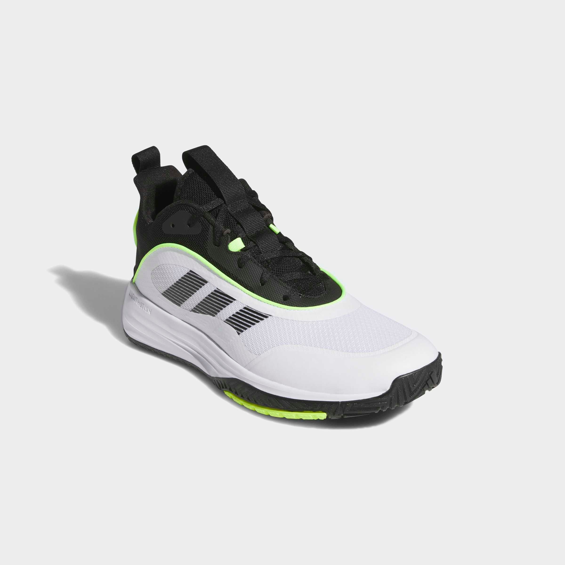Basketballschuh ADIDAS SPORTSWEAR "OWNTHEGAME 3.0", Herren, Gr. 45, cloud weiß, core schwarz, lucid lemon, Synthetik, Textil, Schuhe