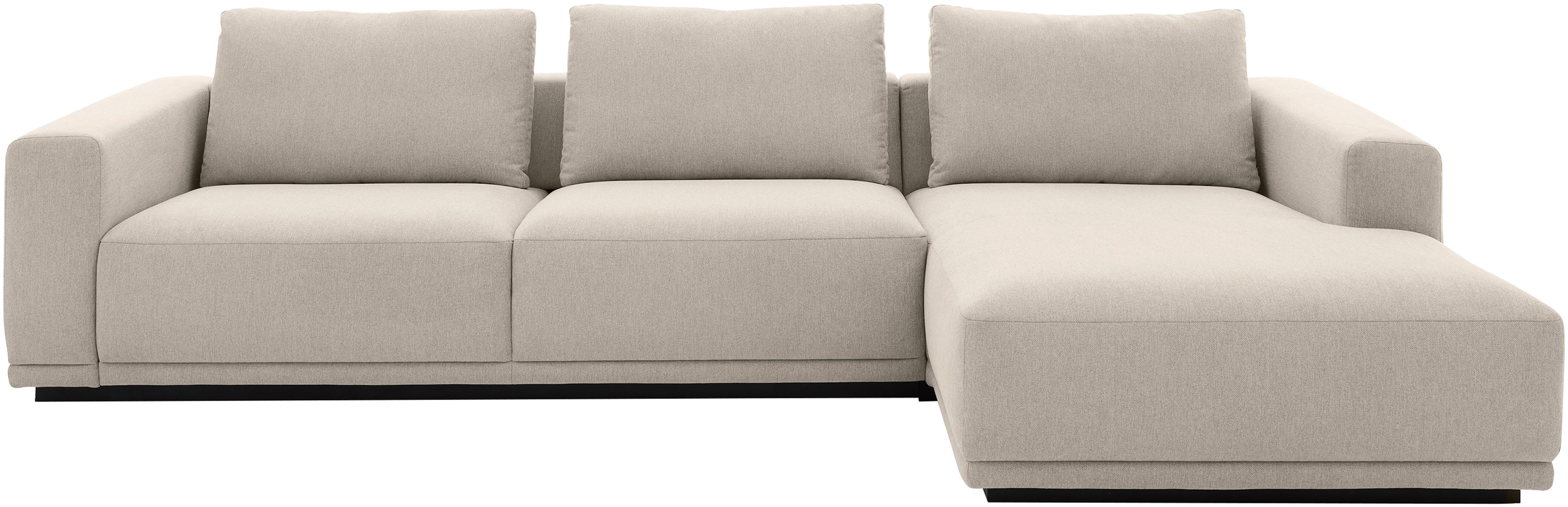 Ecksofa MUSTERRING, nature, B:316cm H:78cm T:166cm, 94% Polyester, 6% Nylon, Sofas, Ecksofa, Anreihsofa links & Longchair rechts, mit Armlehnen, inkl. Rückenkissen