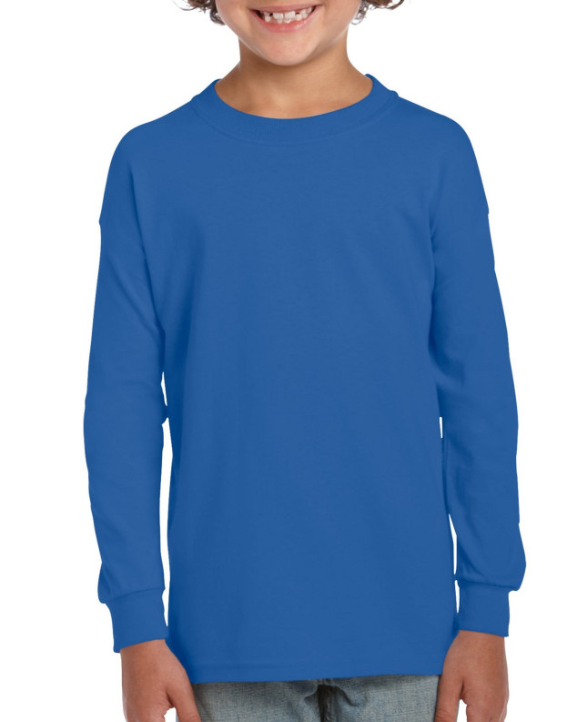 Gildan G240B Youth 99/1 6.1 Oz. L/S T Shirt in Royal Blue size Medium | Cotton 2400B, G2400B