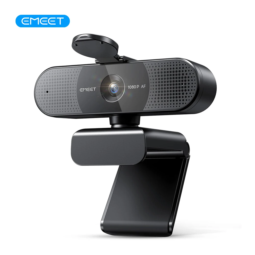 Webcam EMEET 1080P/2K, Webcam USB FHD pour PC/ordinateur, mise au point automatique PDAF, double micros, caméra vidéo pour Zoom/téléphones/Google Meet