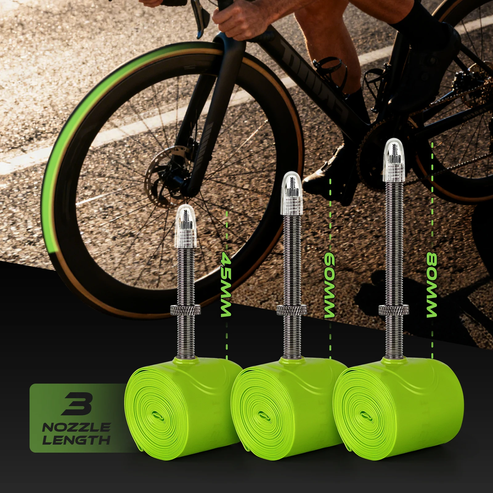CYCLAMI Nucleo della valvola dell'aria rimovibile TPU Strada Interno 700c Tubo Bici da strada Bicicletta da strada Materiale TPU ultraleggero Pneumatico Valvola francese 45 60 80mm