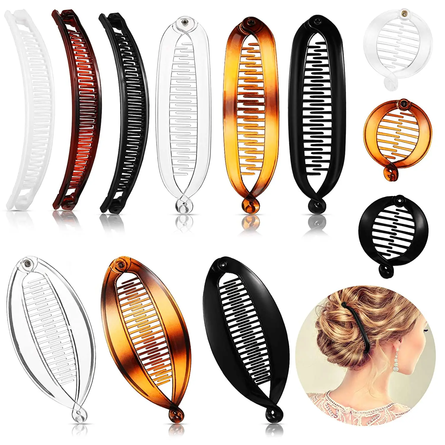 12 pezzi fermagli per capelli a banana pettini classici grande doppio pettine fermaglio per capelli a coda di pesce clip per coda di cavallo a banana per donna