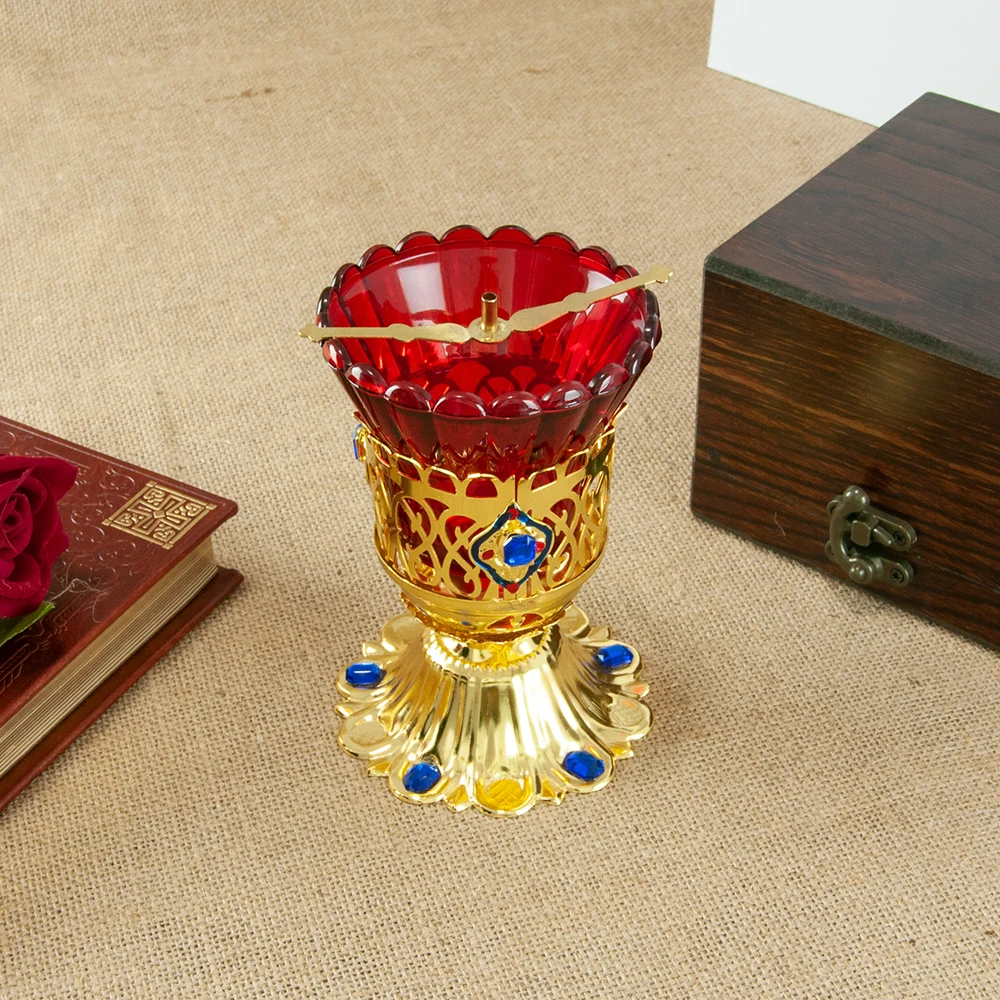 Neue orthodoxe christliche Öllampe 2026, orthodoxe Straföllampe mit rotem Glasbecher für religiöse Zeremonien und Geschenkbox für den täglichen Gebrauch Image
