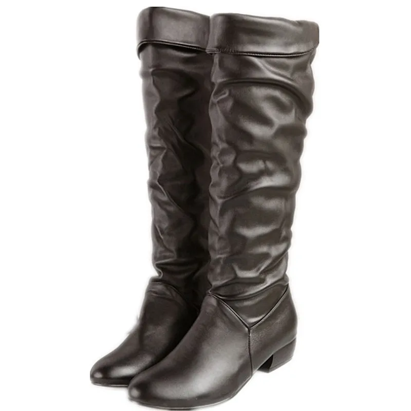Plus größe 34-43 mode neue ankunft Winter Mid-Kalb Frauen Stiefel Schwarz Weiß Braun wohnungen absätze halb stiefel herbst schnee schuhe yuj7