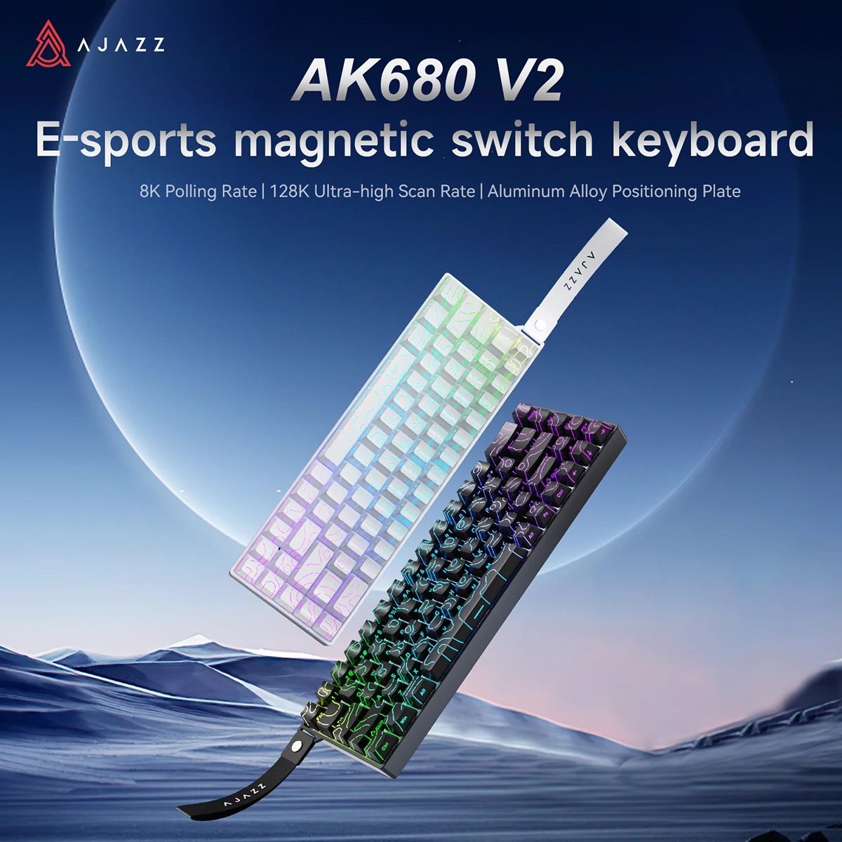 AJAZZ AK680 V2 Gaming-Tastatur mit Magnetschalter, RGB 8000 Hz, Pollingrate 0,01 mm, Rapid Trigg, kabelgebundene mechanische Tastatur Image