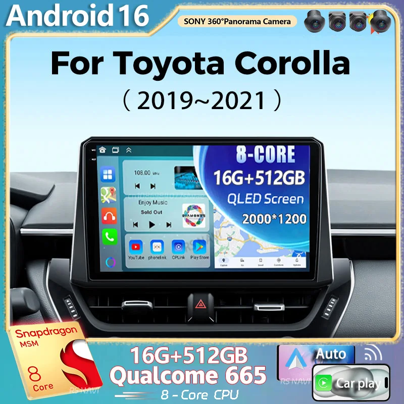 Android 16 Für Toyota Corolla 12 Cross 2019-2022 2K QLED Android Autoradio Multimedia-Videoplayer GPS Stereo CarPlay Head Unit Image
