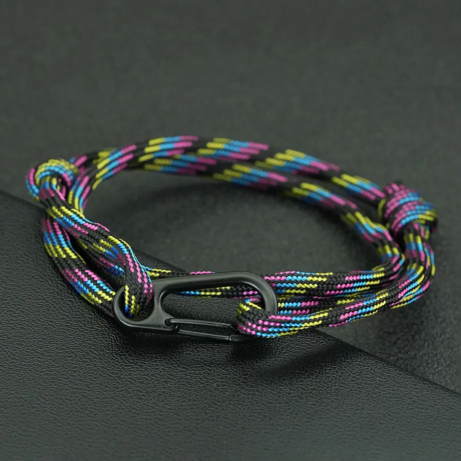 Abenteuer Paracord Weaven Armband Männer Karabiner Multilayer Schiebe Einstellbare Wrap String Armband Outdoor Camping Homme Joias Image