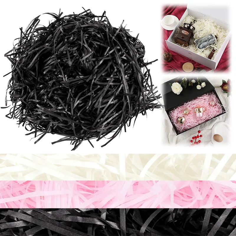 20/40/60 g Bastpapier, rosa, weiß, schwarz, Schredder und Strähnen, geschreddertes Crinkle-Konfetti, DIY-Geschenkbox, Verpackung und Korbfüllung TMZ Image