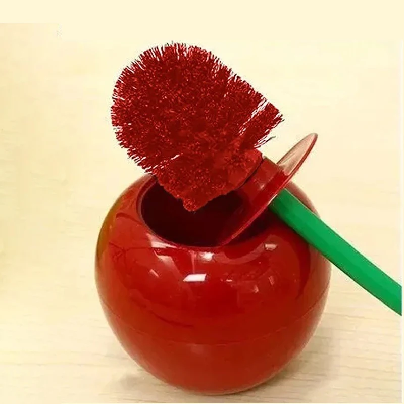 E5 Rot Wc Pinsel Kreative Schöne Kirsche Form Toilette Wc Pinsel Halter Set Kunststoff Wc Halter Bad Reinigung Pinsel